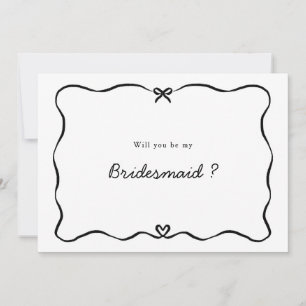 Invitation Bridesmaid Proposition Cute Bow cadre coeur