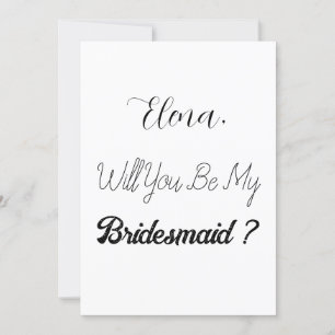 Invitation Bridesmaid Proposition Élégante Simple Mariage ten