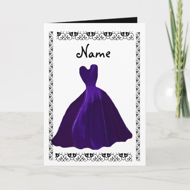 Invitation BRIDESMAID - ROYAL PURPLE Leaf Gown (Devant)