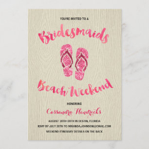 Invitation Bridesmaids Beach Week-end avec Parties scintillan