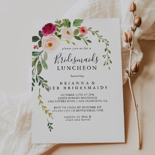 Invitation Bridesmaids rose verdoyant Luncheon Douche