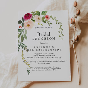 Invitation Bridesmaids rose verdoyant Luncheon Douche