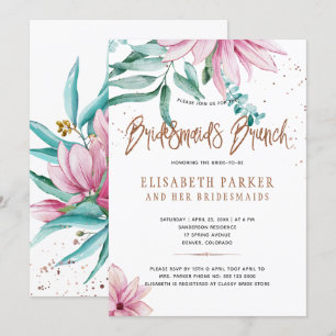 Invitation Bridesmaiers brunch rose floral glam nuptiale douc
