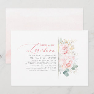 Invitation Bridesmaiers déjeuner rose Fête des mariées floral