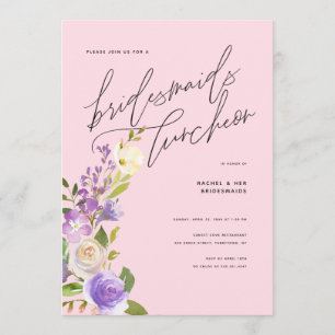 Invitation Bridesmaitres florales de verdure pourpre Luncheon