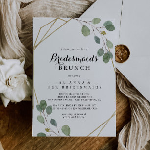 Invitation Bridesmaitres géométriques Gold Brunch Douche