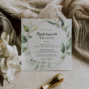 Invitation Bridesservantes en or géométrique Élégante Brunch