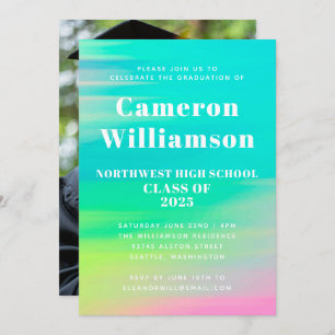 Invitation Bright Abstrait Watercolor Graduation Party Photo