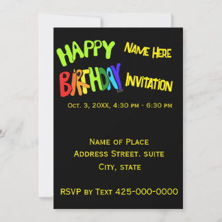 Invitation Bright and Happy Birthday Nom personnalisé