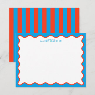 Invitation Bright Aqua & Tangerine Wavy Note Card