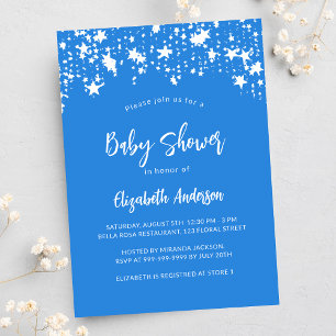 Invitation Bright blue stars garçon baby shower de luxe