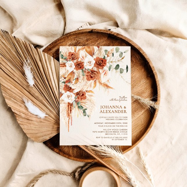 Invitation Bright Bold Terracotta Bohemian Photo Wedding  (Créateur téléchargé)