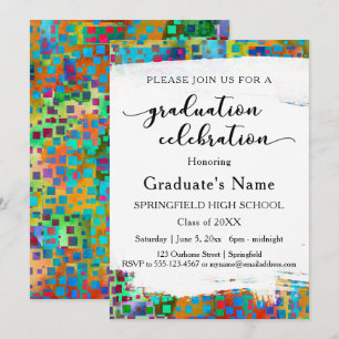 Invitation Bright Colorful Confetti Graduation Party