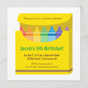 Invitation Bright Colorful Crayons Arts Anniversaire de enfan