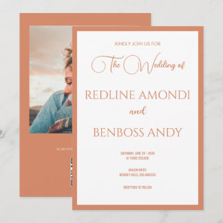 Invitation Bright Copper Elegant  Modern Calligraphy Wedding