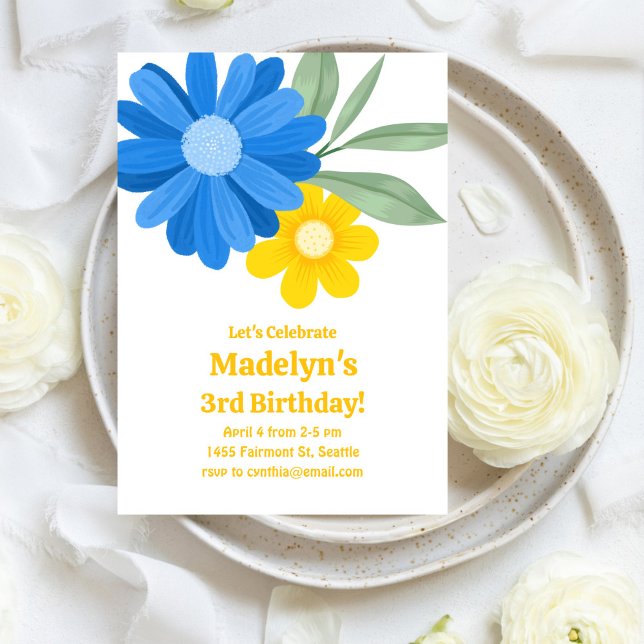 Invitation Bright Daisy Power Anniversaire (Créateur téléchargé)