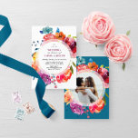 Invitation Bright Été coloré rond Mariage floral I Inv<br><div class="desc">Typographie élégante avec éléments floraux dessinés à la main dans des couleurs estivales vives. Couleur Arrière - plan est complètement changeable selon vos préférences. Modèle personnalisé pour votre date et vos informations personnelles. Différentes combinaisons de couleurs et des designs de texte sont disponibles. Du classique chic au moderne simple, s'il...</div>