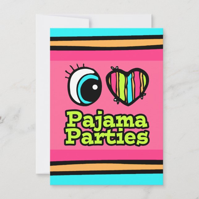 Invitation Bright Eye Heart J'adore les Fêtes en Pyjama (Devant)