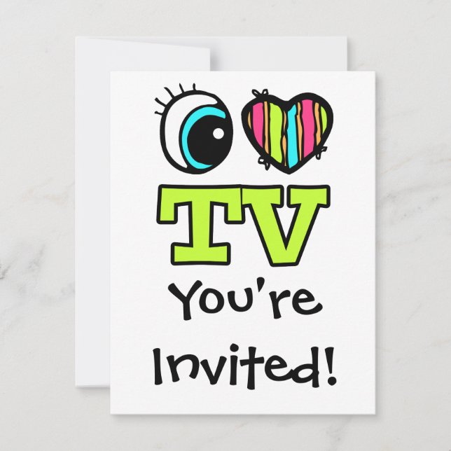 Invitation Bright Eye Heart J'aime la TV (Devant)