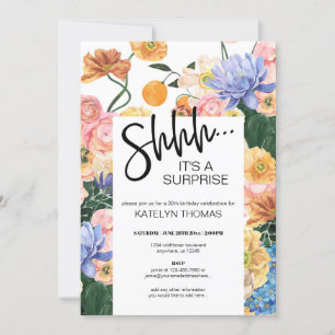 Invitation Bright Floral Fleur sauvage Surprise Anniversaire