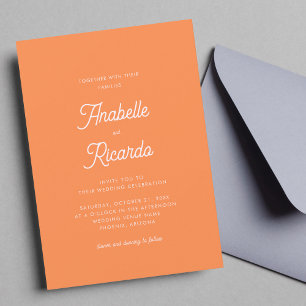 Invitation Bright Fresh Orange Rose Photo QR Code Mariage