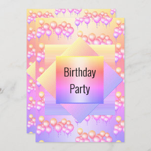 Invitation Bright Fun Rainbow Color Balloon Toutes les occasi