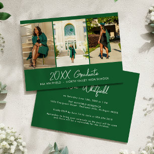 Invitation Bright Green Simple Photo Collage Partie de gradua