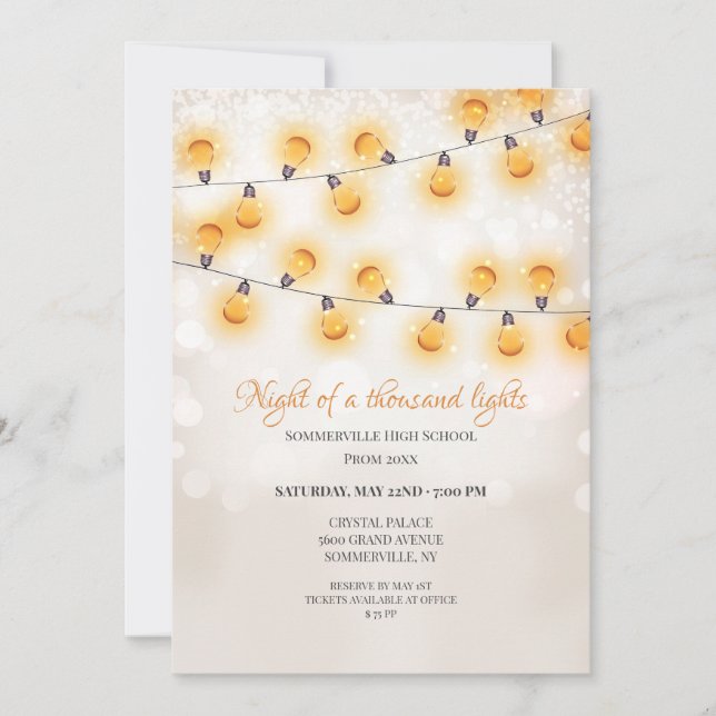 Invitation Bright Hung Lights Prom (Devant)