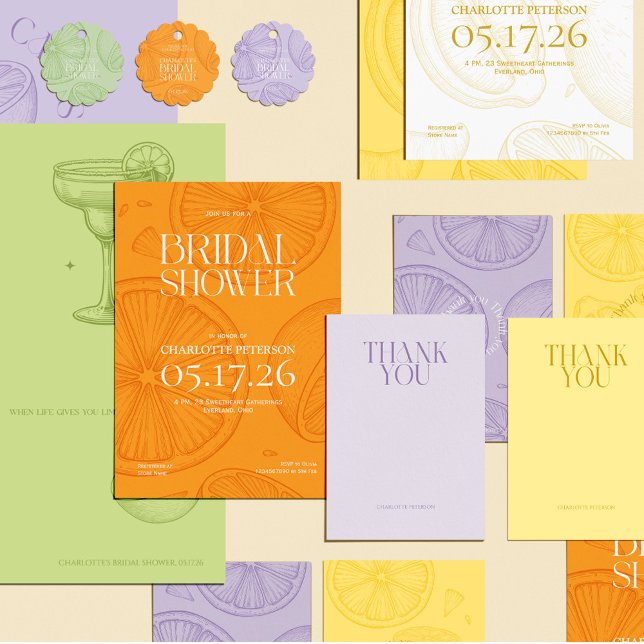 Invitation Bright Minimalist Citrus Bridal Shower invite (Créateur téléchargé)