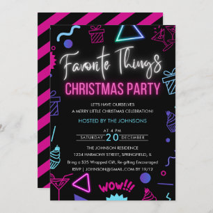 Invitation Bright Neon Favori Things Noël Fête