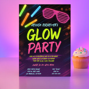 Invitation Bright Neon Glow Party Anniversaire