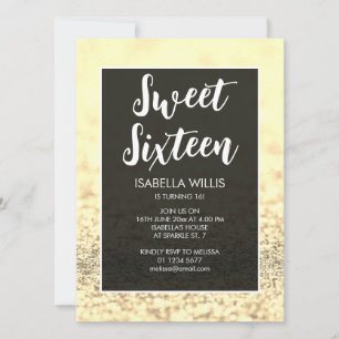 Invitation Bright or scintille bling Sweet 16 élégant script