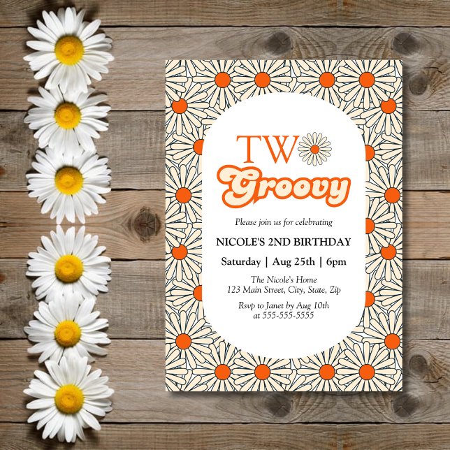 Invitation Bright Orange Daisy Floral Super 2e anniversaire (Créateur téléchargé)