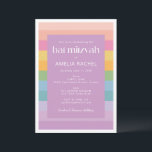Invitation Bright Pastel Stripe Rainbow violet Bat mitzvah<br><div class="desc">Bright Pastel Stripe Arc-en-ciel Purple Bat mitzvah Invitation</div>