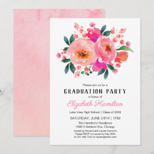 Invitation Bright Pink Floral Bouquet Party