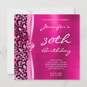 Invitation Bright Pink Leopard Glam 30e anniversaire