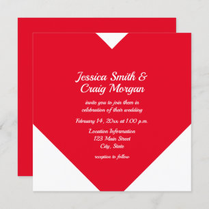 Invitation Bright Red Heart Valentine Mariage