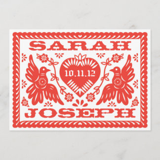 Invitation Bright Red Papel Picado Inséparables de style