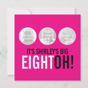 Invitation Bright rose 80th EIGHTOH! photo anniversaire invit