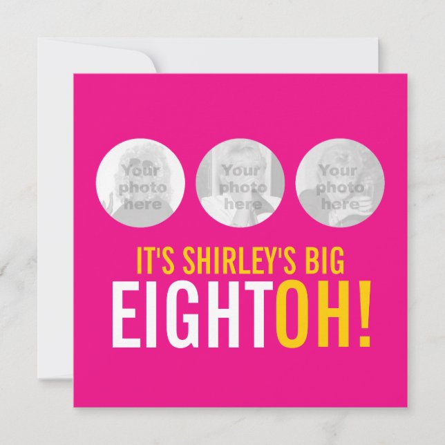 Invitation Bright rose 80th EIGHTOH! photo anniversaire invit (Devant)