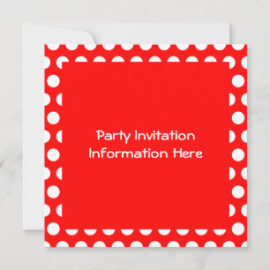 Invitation Bright Rouge et Pois blancs