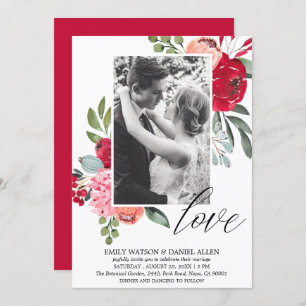 Invitation Bright Spring Floral Script Love Mariage photo