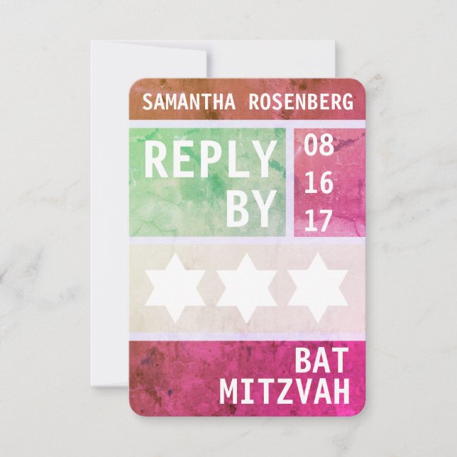 Invitation Bright Star de David Bat mitzvah Réponse RSVP (Devant)