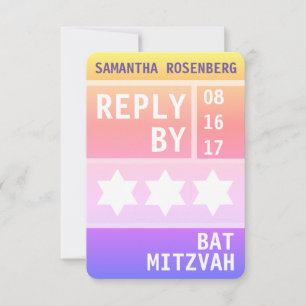Invitation Bright Star de David Bat mitzvah Réponse RSVP