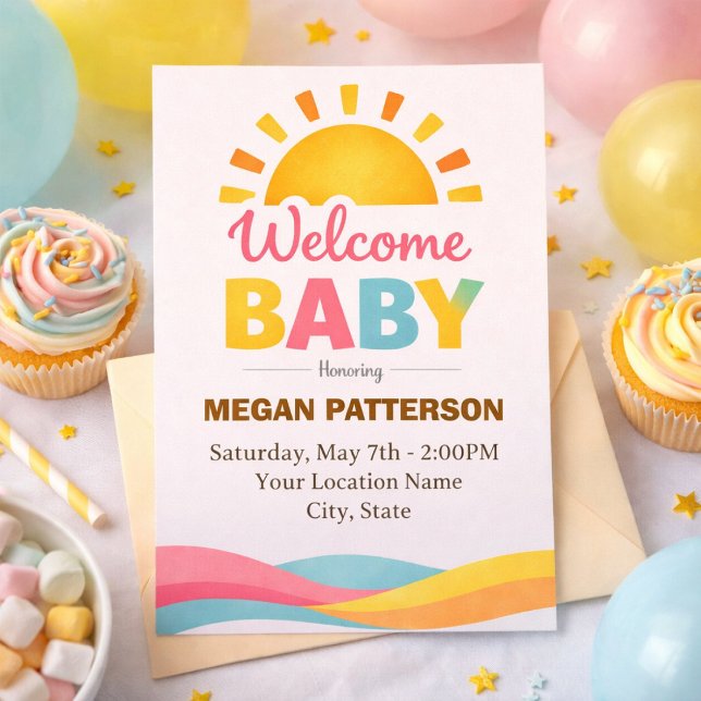 Invitation Bright Sun Baby Welcome Style (Créateur téléchargé)