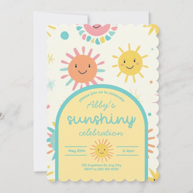 Invitation Bright Sunshiny Day Photo Anniversaire (Devant)