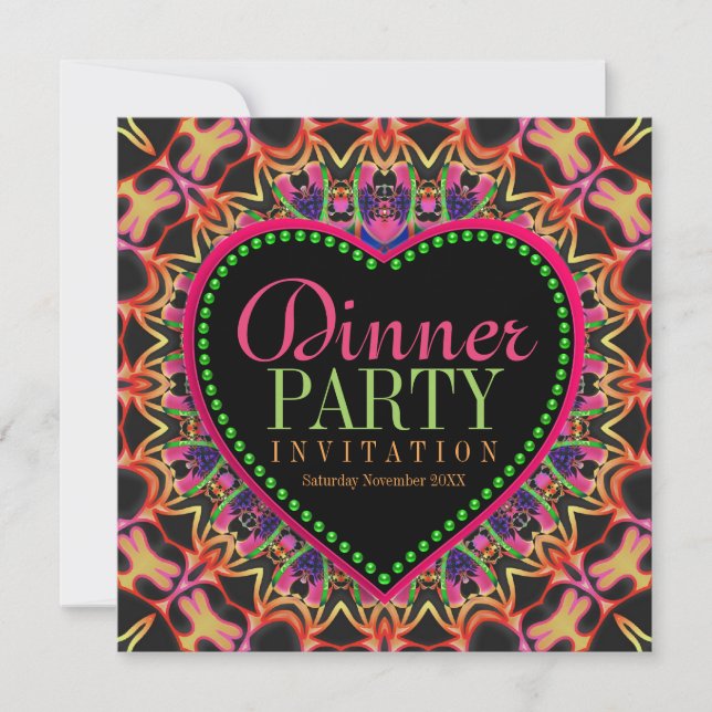 Invitation Bright & Super Hippie Bohemian Dinner Party (Devant)