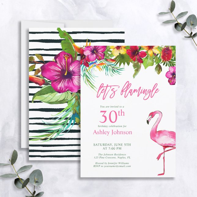 Invitation Bright Tropical Pink Faisons Flamant rose 30e anni (Créateur téléchargé)
