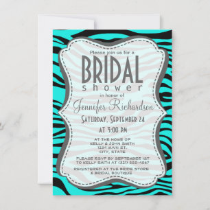 Invitation Bright Turquoise Zebra Stripes Poster de animal