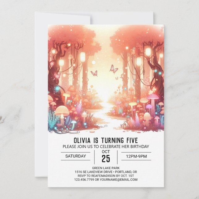 Invitation Bright Whimsical Woodland Digital Anniversaire (Devant)